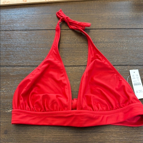 J Crew Halter Tie Back Bikini Top Size Small Red Swim V Neck Size Small - Picture 6 of 10